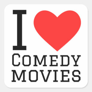 I love comedy movies square sticker