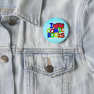 I Love Comic Books Button