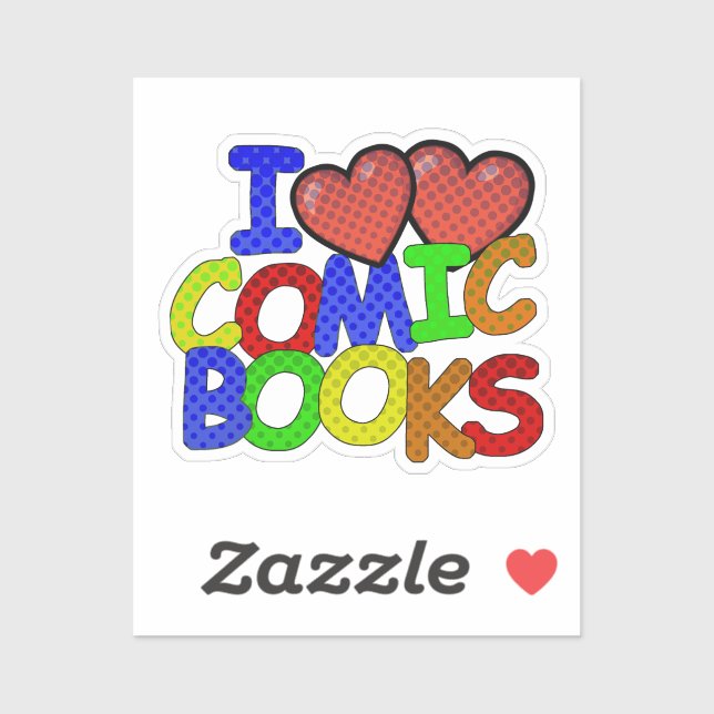 I Love Comic Books Sticker (Sheet)