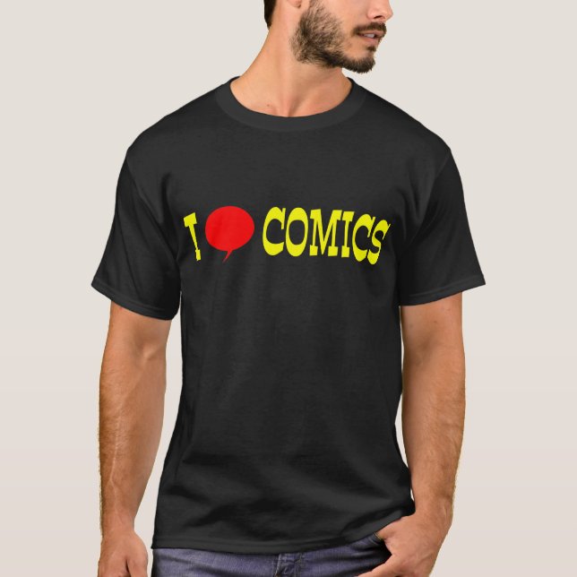 "I Love Comics" Dark Shirt (Front)