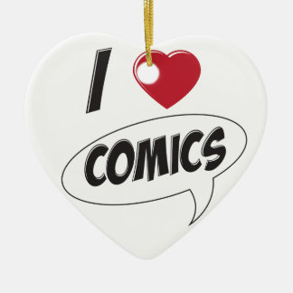 I Love Comics! *Heart* Ceramic Ornament