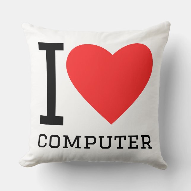 I love computer throw pillow (Front)