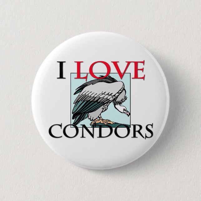 I Love Condors Pinback Button (Front)