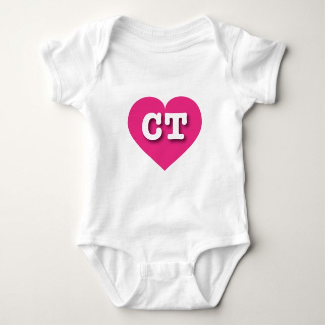 I love Connecticut - CT hot pink heart Baby Bodysuit (Front)
