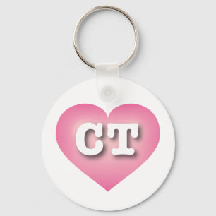 I love Connecticut  - CT pink fade heart Keychain