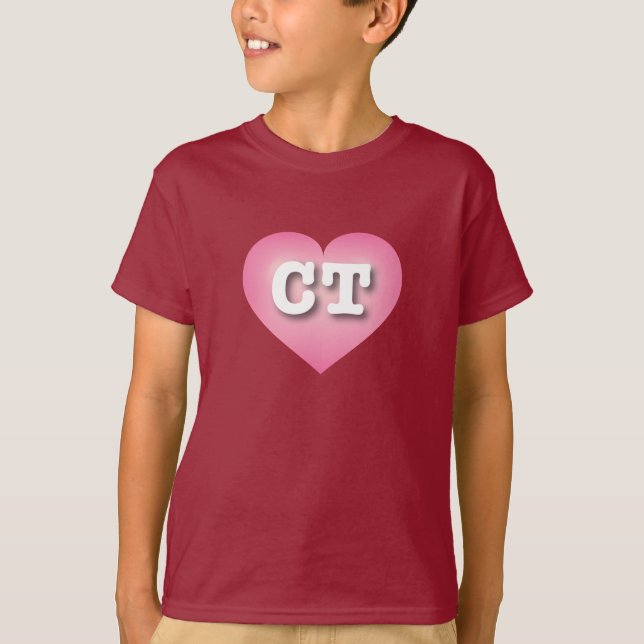 I love Connecticut  - CT pink fade heart T-Shirt (Front)