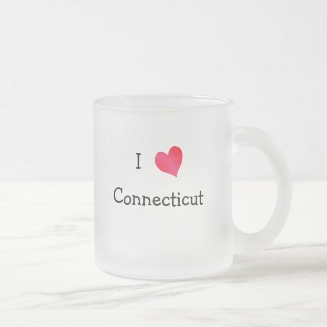 I Love Connecticut Frosted Glass Coffee Mug (Right)