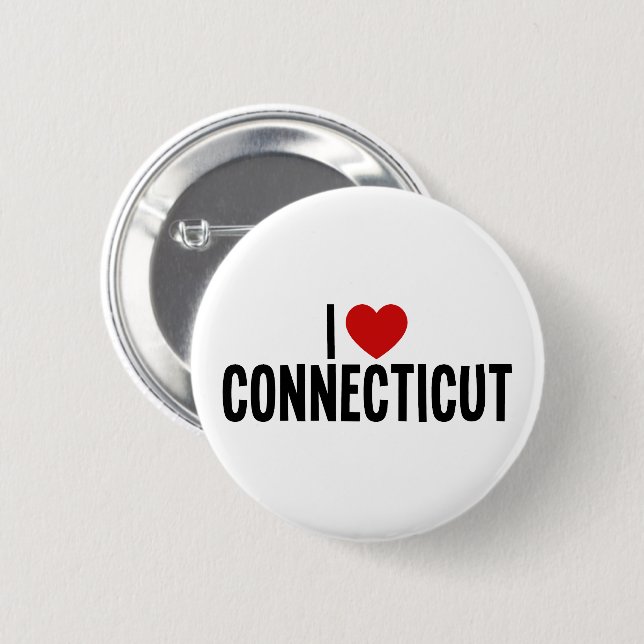 I Love Connecticut I Heart Round Button (Front & Back)
