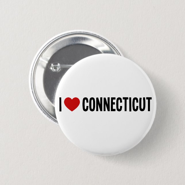 I Love Connecticut I Heart Round Button (Front & Back)