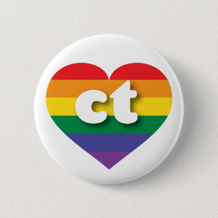 I Love Connecticut Rainbow Heart Button