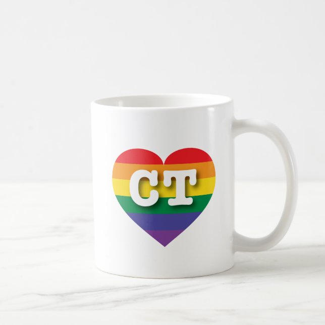 I Love Connecticut Rainbow Heart Coffee Mug (Right)