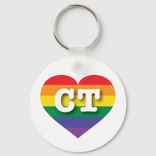 I Love Connecticut Rainbow Heart Keychain