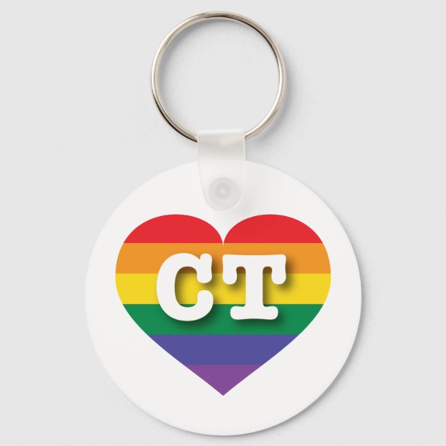I Love Connecticut Rainbow Heart Keychain (Front)