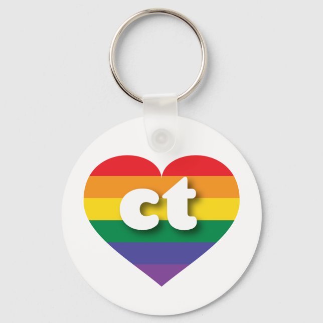 I Love Connecticut Rainbow Heart Keychain (Front)