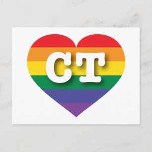 I Love Connecticut Rainbow Heart Postcard