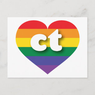 I Love Connecticut Rainbow Heart Postcard