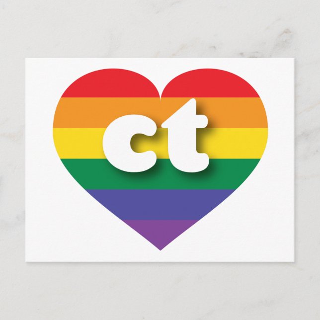 I Love Connecticut Rainbow Heart Postcard (Front)