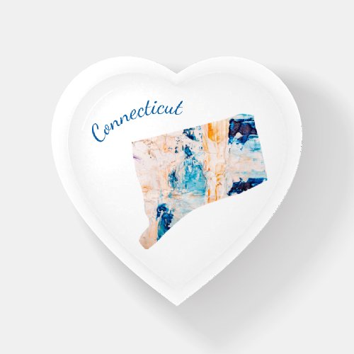 I Love Connecticut State Outline Abstract Heart Paperweight