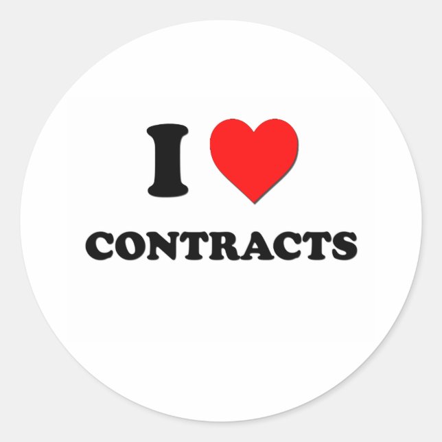 I love Contracts Classic Round Sticker (Front)