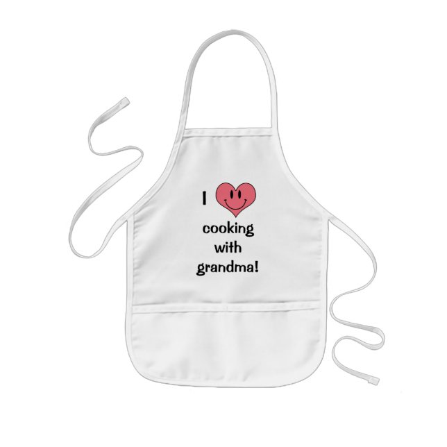 I Love Cooking with Grandma! Cute Heart Smilie Kids' Apron (Front)