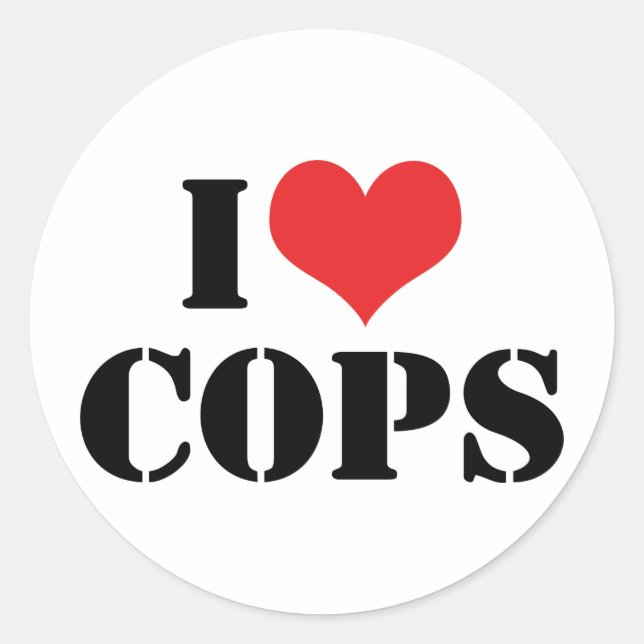 I Love Cops Classic Round Sticker (Front)