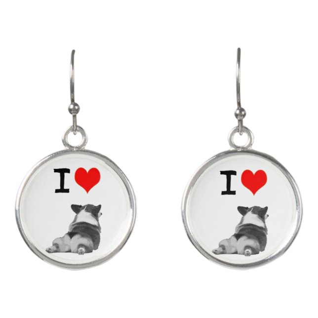 I Love Corgi butts Earrings (Front)