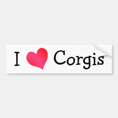 I Love Corgis Bumper Sticker