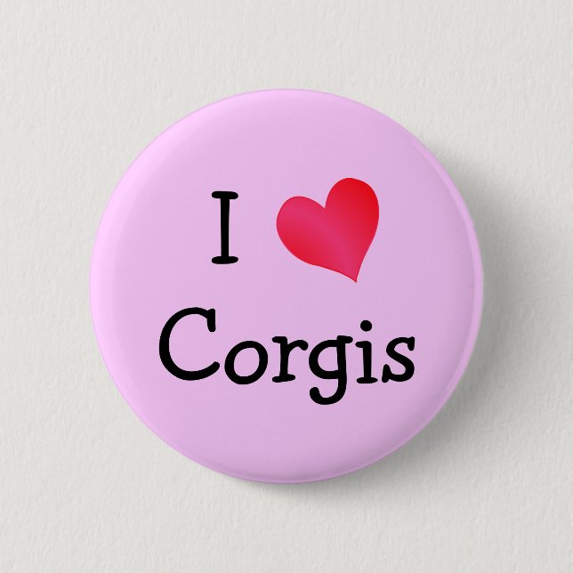 I Love Corgis Button (Front)