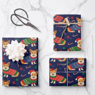 I Love Corgis Christmas Sweater Wrapping Paper Sheets