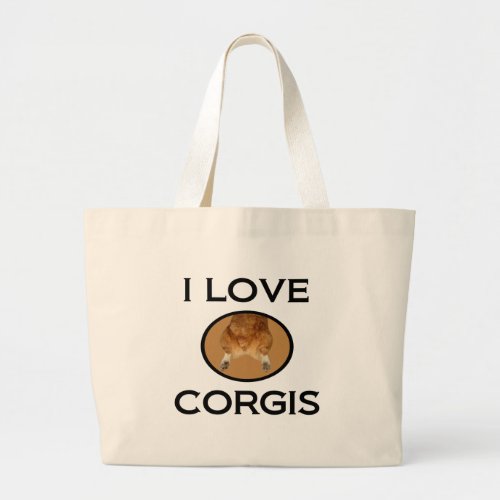 I Love Corgis Corgi Butt Large Tote Bag
