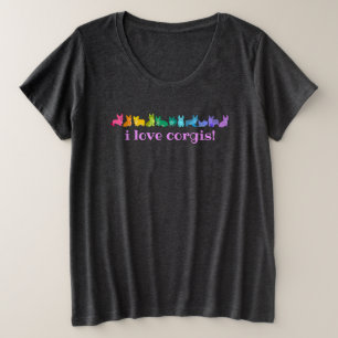 "I Love Corgis" Rainbow Corgis Plus Size T-Shirt