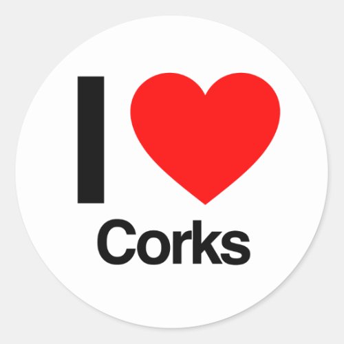 i love corks classic round sticker
