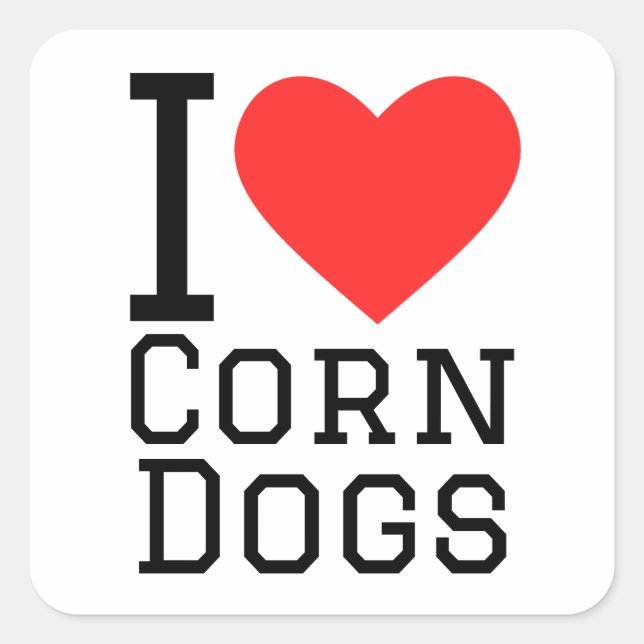 I love corn dogs square sticker (Front)