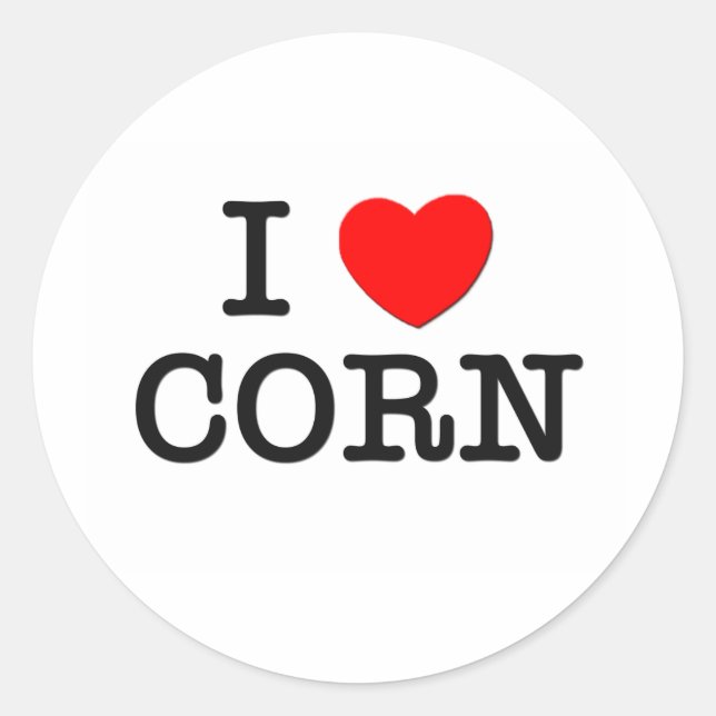 I Love CORN ( food ) Classic Round Sticker (Front)