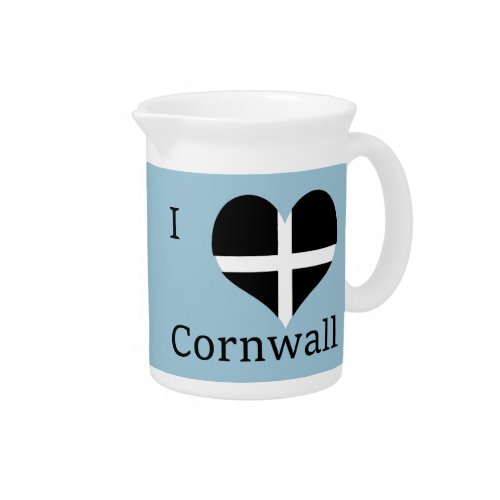 I Love Cornwall Kernow St Piran Flag Heart Design Beverage Pitcher