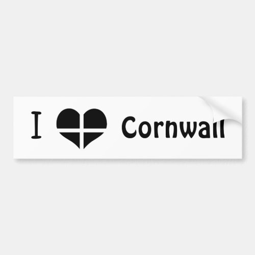 I Love Cornwall Kernow St Piran Flag Heart Design Bumper Sticker