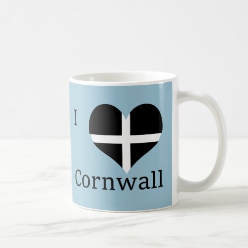 I Love Cornwall Kernow St Piran Flag Heart Design Coffee Mug