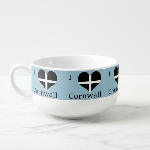 I Love Cornwall Kernow St Piran Flag Heart Design Soup Mug