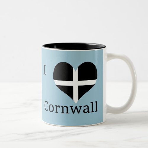 I Love Cornwall Kernow St Piran Flag Heart Design Two_Tone Coffee Mug