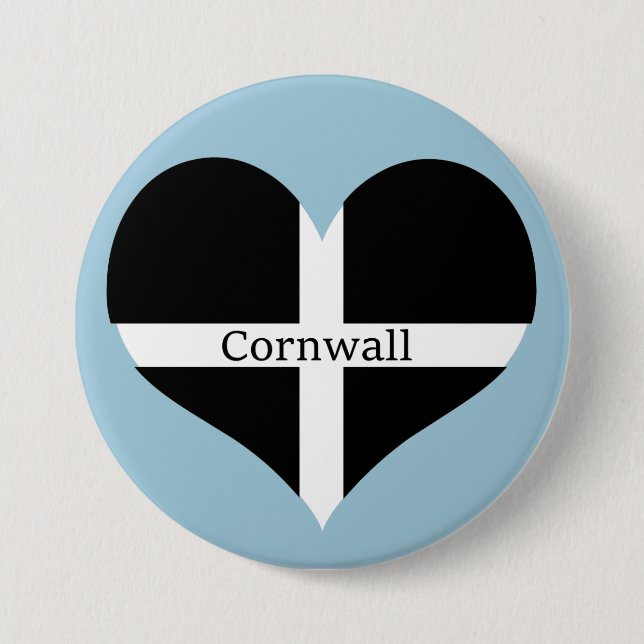 I Love Cornwall St Piran Flag Heart Design Button (Front)