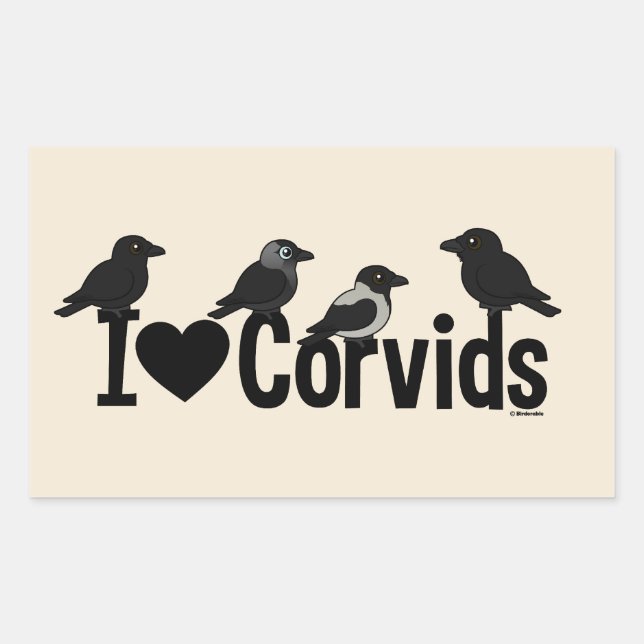 I Love Corvids Rectangular Sticker (Front)