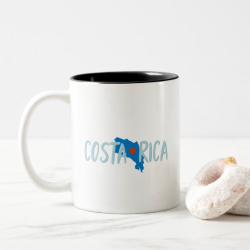 I Love Costa Rica Map Souvenir Coffee Two_Tone Coffee Mug