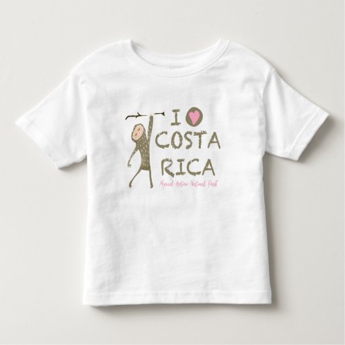 I Love Costa Rica Sloth Manuel Antonio Souvenir Toddler T_shirt