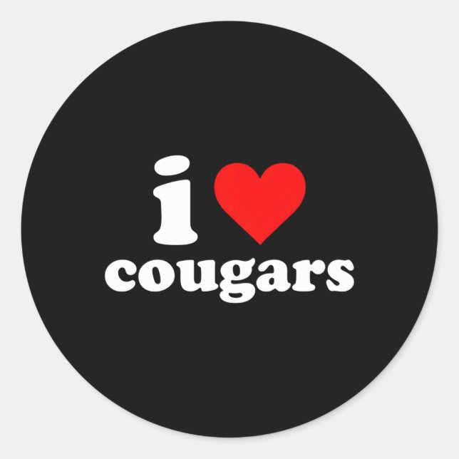 I Love Cougars Classic Round Sticker (Front)