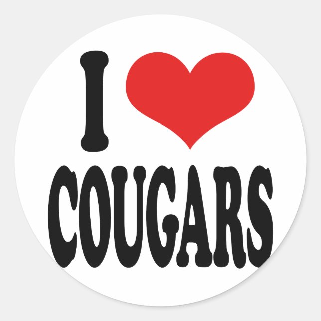 I Love Cougars Classic Round Sticker (Front)