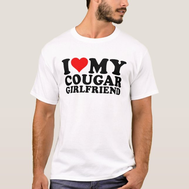 I Love Cougars Funny Cougar Valentine's Day 1WH1 T-Shirt (Front)