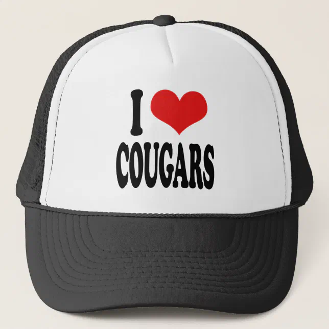 I Love Cougars Trucker Hat | Zazzle display picture 1