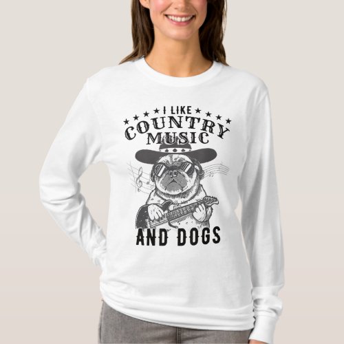 I Love Country Music And Dogs T_Shirt