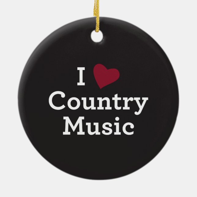 I Love Country Music Ceramic Ornament (Back)