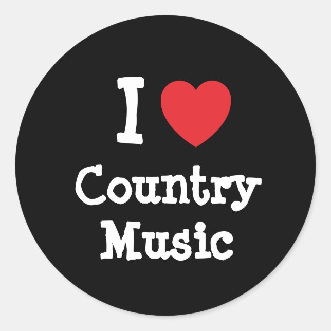 I love Country Music heart custom personalized Classic Round Sticker (Front)